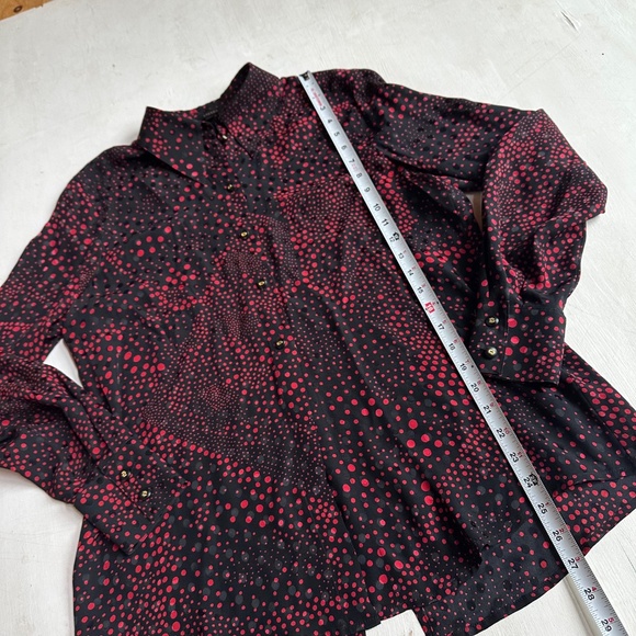 Escada Silk Black Red Patterned Button Down Shirt - Picture 6 of 7